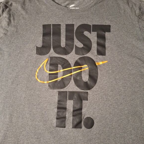 NIKE Just Do It T-Shirt Long Sleeve Gray Cotton Size 2XL - Picture 2 of 7